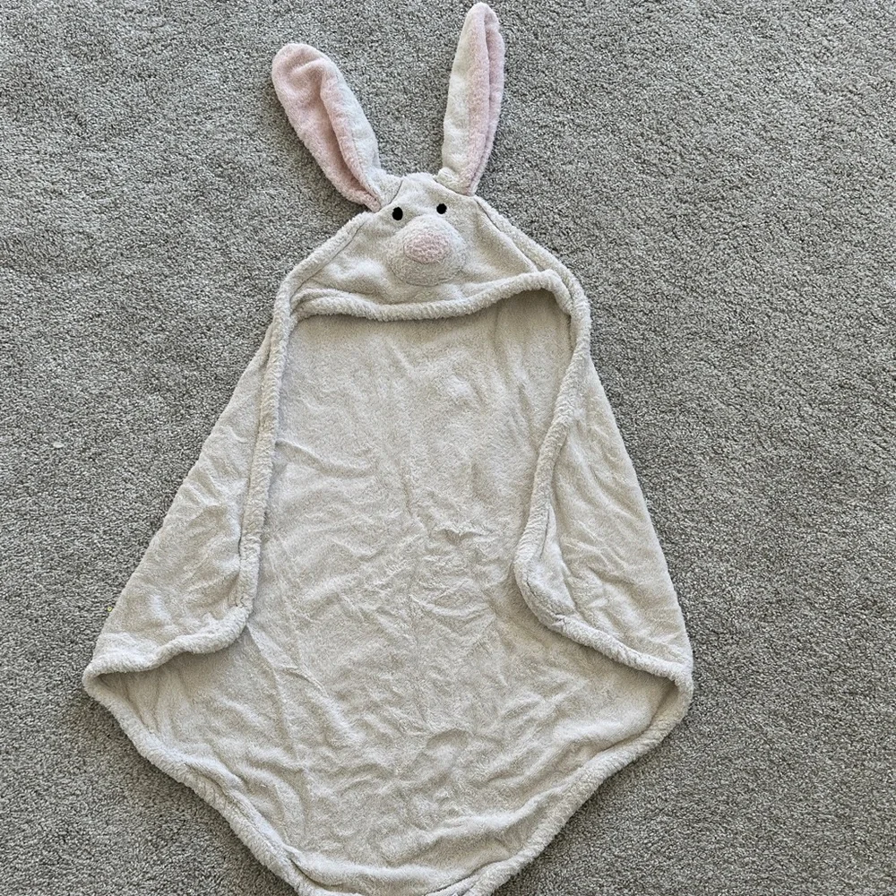 Restoration Hardware Gray and Pink Bunny Hooded Bath Towel